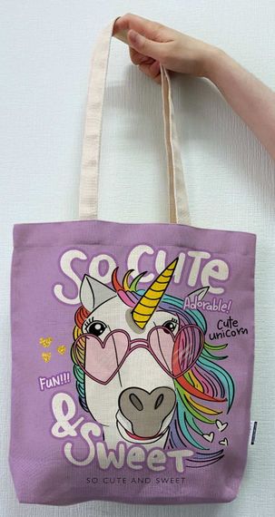 Екосумка шопер 4Profi "Єдиноріг" двунитка (хлопок)  бузковий