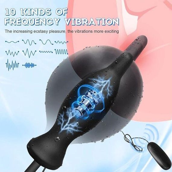 Надувний анальний розширювач із вібрацією 3,8 см х 7 см, 10 режимів | Зображення 2