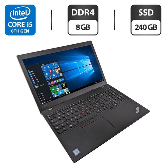 Ультрабук Lenovo ThinkPad T590 / 15.6" (1920x1080) IPS / Intel Core i5-8265U (4 (8) ядра по 1.6 - 3.9 GHz) / 8 GB DDR4 / 240 GB SSD / Intel UHD Graphics / WebCam б/у