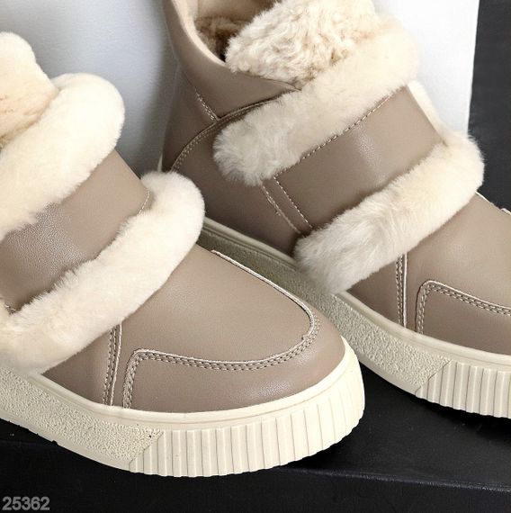 Молодіжні спортивні зимові черевики натуральна шкіра з опушкою колір Greige | Зображення 8