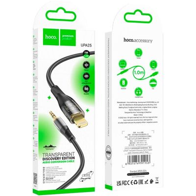 Кабель мультимедийный Lightning to 3.5mm M 1.0m black Black HOCO (6931474791153) | Зображення 4