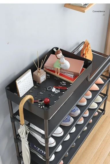 Стеллаж для обуви Shoe rack BLACK Полка для обуви-08-02, Металл, 60х18.5х78.5 см | Зображення 3