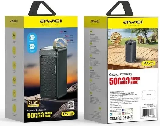 Мобильный аккумулятор (Power Bank) AWEI PA-13 50000 mAh 22.5W | Зображення 7
