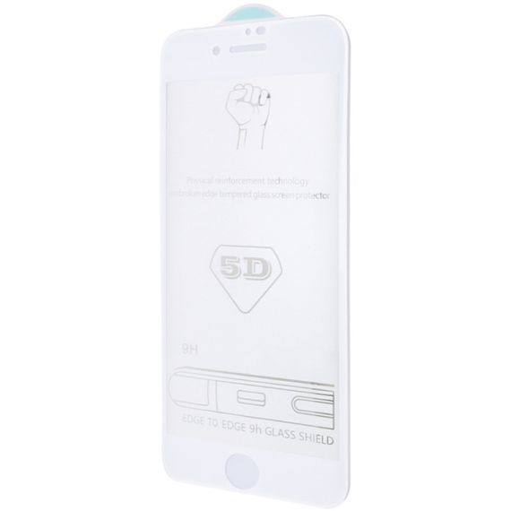Захисне скло 5D Hard (full glue) (тех.пак) для Apple iPhone 7 / 8 / SE (2020) (4.7") Білий