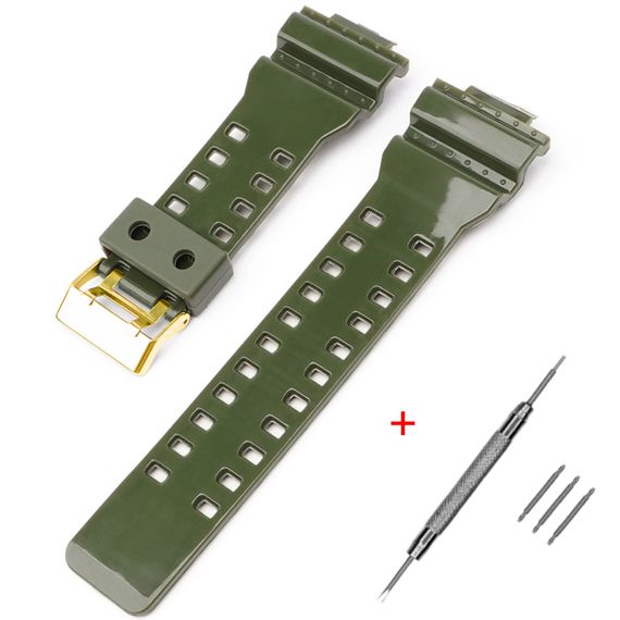 Ремінець для Casio G-Shock GA-100/110/120 Army Green-Glossy GD | Зображення 1
