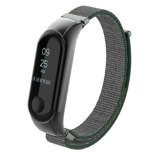 Нейлоновый ремешок Primo для фитнес-браслета Xiaomi Mi Band 3 - Black&Army Green | Зображення 1