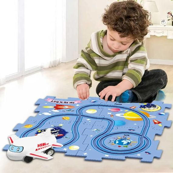 Пазл для дітей "Railcar Puzzle" з іграшковим літаком (5 деталей) | Зображення 1