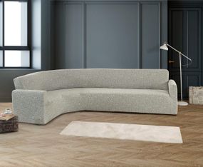 Жаккардовый чехол на угловой диван Stone без юбки ванильный