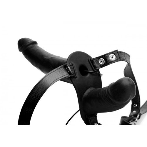 Подвійний страпон з вібро Power Pegger Double Strap-On, чорний | Зображення 2