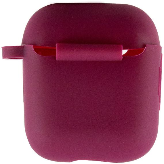 Силіконовий футляр New з карабіном для навушників Airpods 1/2 Бордовий/Maroon | Зображення 2