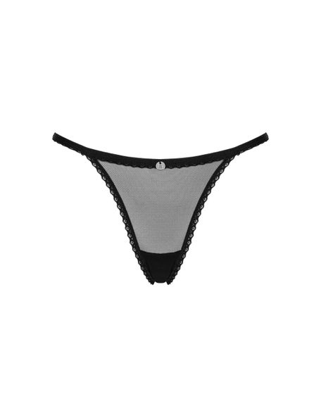 Прозрачные стринги с кружевом Obsessive Celia Noir thong XS/S sexstyle | Зображення 4