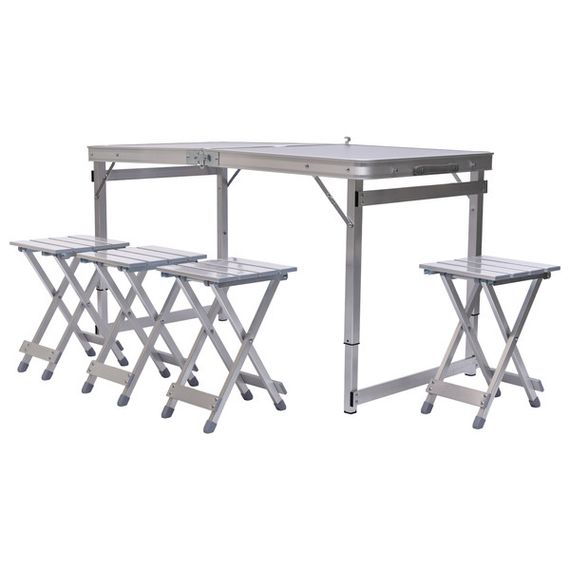 Розкладний стіл + 4 стільці кемпінговий набір для пікніка, риболовлі, відпочинку, туризму Сірий JY-12061G | Зображення 2