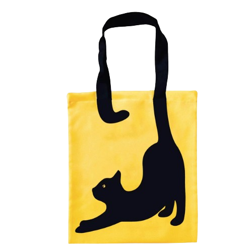 4262 Сумка-шопер Кішка ручка-хвіст  35*40см  жовтий габардин  (10шт/уп)