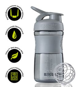 Шейкер спортивний (пляшка) BlenderBottle SportMixer 20oz/590ml Grey (Original)