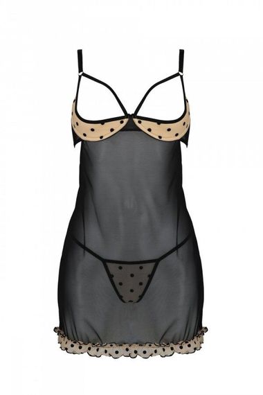Эротический пеньюар Passion MARINA CHEMISE, S/M, beige | Зображення 2