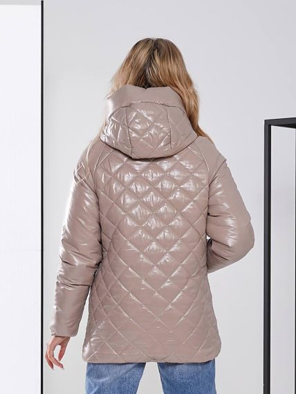 Жіноча стьобана куртка з блиском, арт.504, беж | Зображення 5