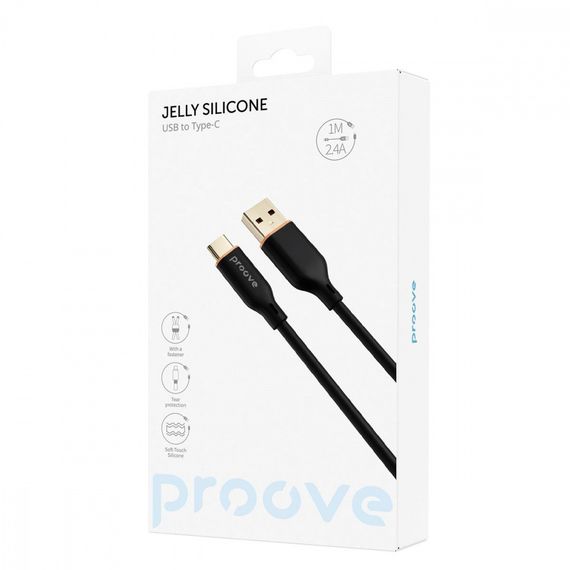 Кабель Proove Jelly Silicone Type-C 2.4A (1m), Черный, 1.0 м | Зображення 1