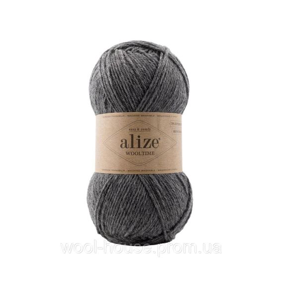 Шкарпеткова пряжа Alize Wooltime, темно-сірий меланж 182