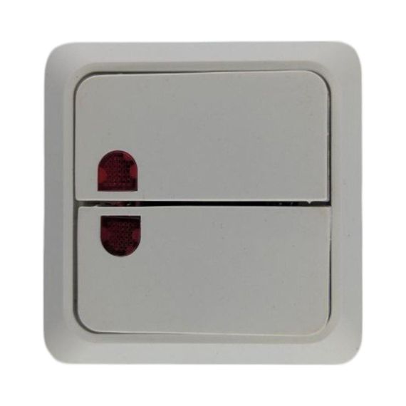 Выключатель накладной двухклавишный (2-кл) с подсветкой, в пакете | Зображення 2