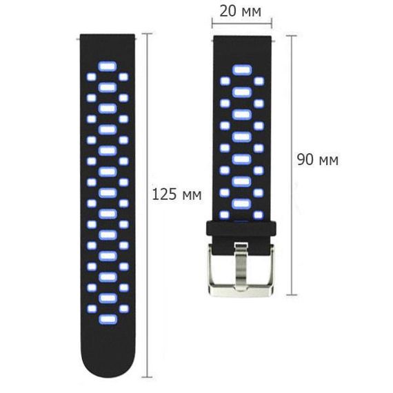Спортивний ремінець Primo Perfor Classic для годинника Samsung Galaxy Watch 3 41mm (SM-R850) - Black&Blue | Зображення 2