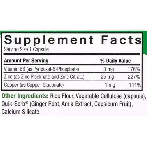 Микроэлемент Цинк Nature's Answer Zinc Plus 25 mg 60 Veg Caps | Зображення 1