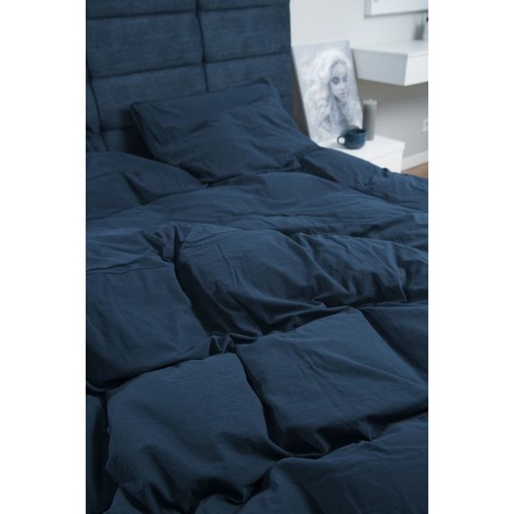 Комплект постельного белья SoundSleep Stonewash Adriatic евро dark blue синий | Зображення 1