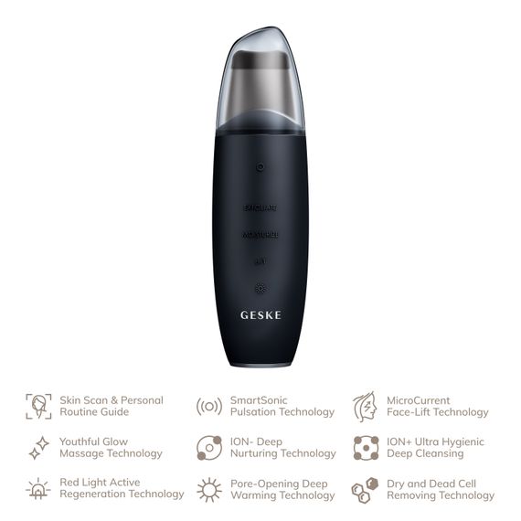 Мікрострумовий скрабер для шкіри та усунення чорних точок GESKE MicroCurrent Skin Scrubber&Blackhead Remover 9в1 black | Зображення 1