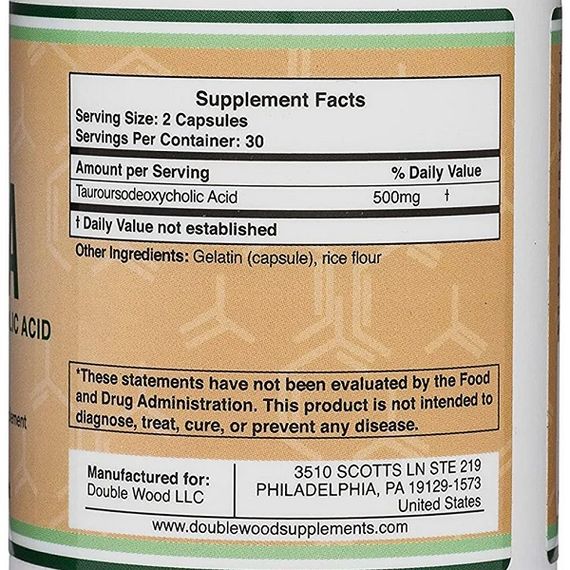 Комплекс для профілактики печінки Double Wood TUDCA Tauroursodeoxycholic Acid 250 mg 60 Caps | Зображення 1