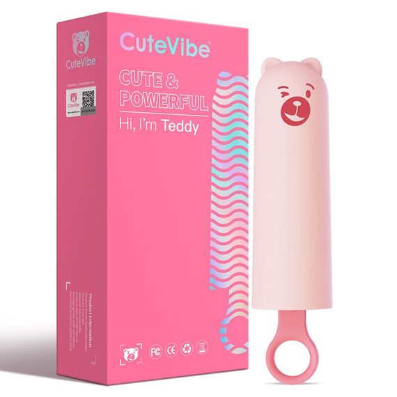 Вібратор CuteVibe Teddy Pink (Black Dildo), реалістичний вібратор під виглядом морозива | Зображення 3