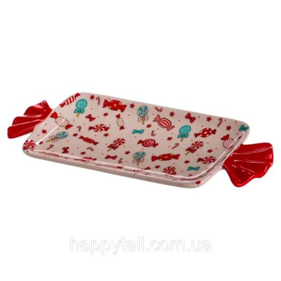 Блюдо сервировочное Merry Christmas 35×12.5 (см) прямоугольное с ручками из фарфора CR-1-29 | Зображення 1