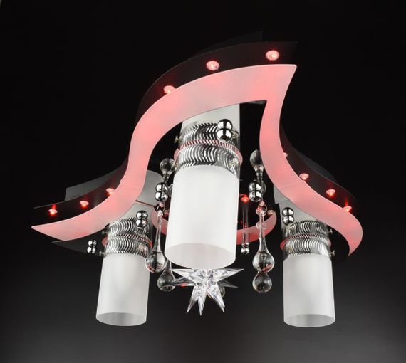 Люстра стельова Космос з кольоровим LED підсвічуванням та авто відключенням з пультом 25180 Чорний 20х50х50 см. | Зображення 3