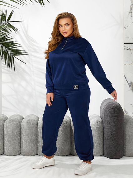 Женский спортивный костюм весна-осень свитшот и джоггеры NB24049 цвет темно-синий, размер 42/44 | Зображення 4