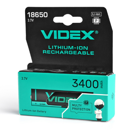 Акумулятор 18650 Li-lon 1,7 В 3400mAh захист (бл-1шт) Videx