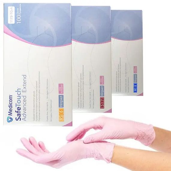 Перчатки нитриловые Medicom Pink размер M 3,8гр (розовые) 100 шт | Зображення 1