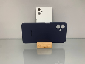 Samsung A06 Протиударний чохол з логотипом софт тач сірий