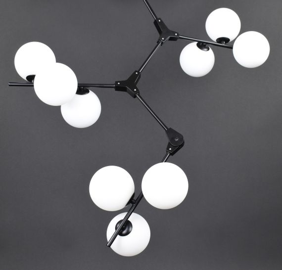 Люстра стельова на 12 лампочок 27911 Чорний 85-140х75х75 см. | Зображення 4