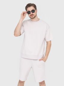 Комплект для чоловіків футболка та шорти бежевий, 3XL