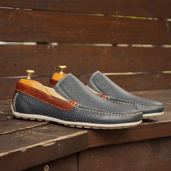 Мужские летние мокасины синего цвета 40 42 размер. Мужская обувь Кадар