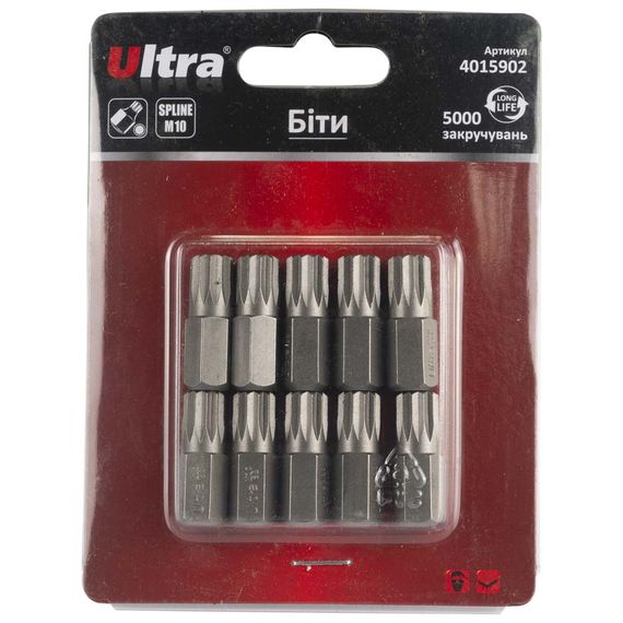 Набір біт Ultra Spline M10×30мм 10мм 10шт S2 (блістер) 4015902