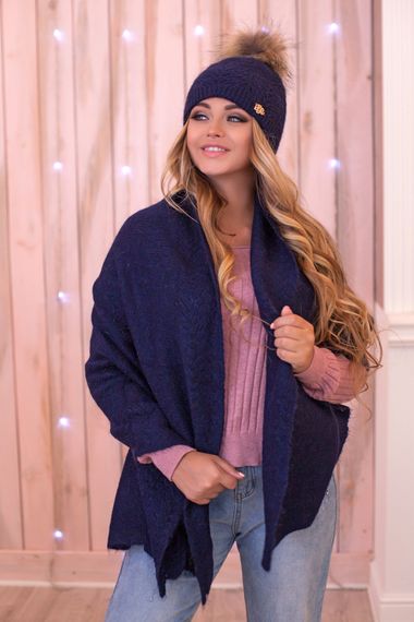 Комплект «Эмилия» (шапка и палантин) джинсовый