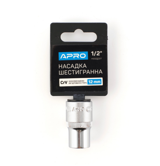 Насадка шестигранна 1/2" 12 мм CrV APRO