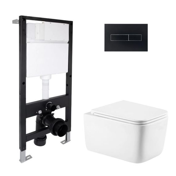 Готовое решение Qtap для ванной комнаты: подвесной унитаз Gemini Ultra Quiet 520x360x350 + комплект инсталляции Standard (линейная