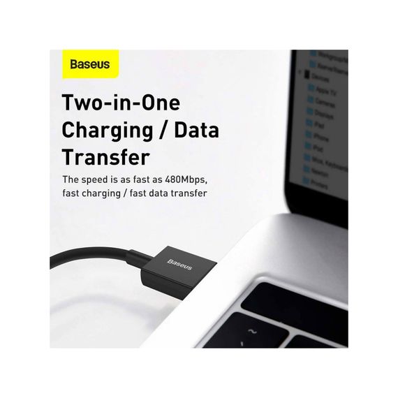Дата кабель USB 2.0 AM to Lightning 1.0m 2.4A Superior Series Black Baseus (CALYS-A01) | Зображення 6