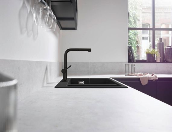 Hansgrohe Змішувач для кухні Talis M54, довж.виливу - 215мм, витяжний, 1важіль, KM270, матовий чорний (72808670) | Зображення 1