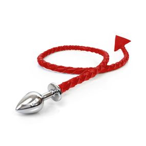 Металева анальна пробка L з диявольським хвостом Art of Sex - Succubus, екошкіра, червоний sexstyle