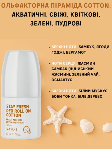 Жіночий роликовий антиперспірант Farmasi Cotton 50 мл | Зображення 1