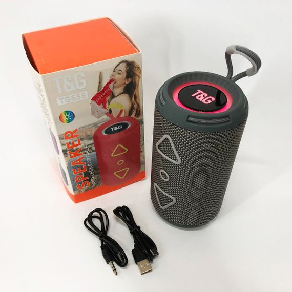 Bluetooth колонка портативна TG656 FM-радіо, Гучна блютуз колонка, Колонка для вечірки. Колір: сірий | Зображення 1
