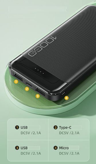 Портативне зарядне устройство Power Bank Awei P37K 10000mAh USB/Type-C (42768-P37K_250) | Зображення 3