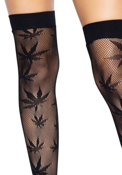 Панчохи з малюнком Leg Avenue 420 Net thigh highs Black | Зображення 2