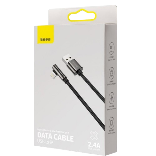 Кабель USB Lightning BASEUS CALCS-01 Legend Elbow 2,4A 1м чорний | Зображення 3